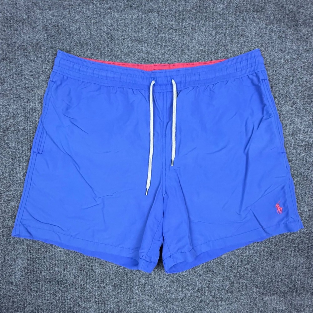 Polo Ralph Lauren Mens Blue Pink Pony Traveler Swim Trunks Shorts Large L